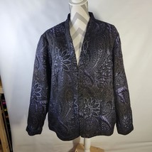 Coldwater Creek Unconstructed Brocade Periwinkle/Gray/black Jacket Size ... - $28.87