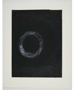 White Circle On Black, Oil Painting on Paper, 1990 Signed - $239.84 CAD