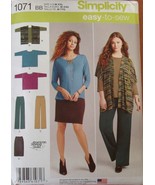 Simplicity Pattern 1071 Misses Knit Skirt Pants Top Vest M~XXL Uncut - £7.89 GBP