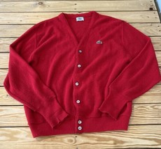 Vintage Izod Lacoste Men’s Button Front Cardigan Sweater Size L Red AN - $34.65