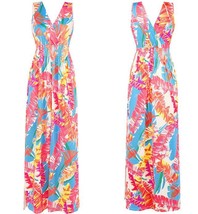 Vest skirt dress hot sale V-neck printed slit maxi dress with elastic wa... - $25.73 CAD