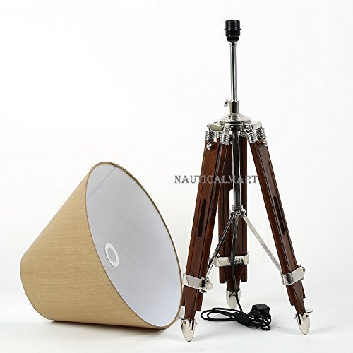 Handwoven Fabric Brown Shade Dark Brown Wooden Tripod Floor Lamp