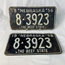 Lot Of 2 VTG Nebraska 1956 Old License Plate 8-3923 Man Cave Garage Coll... - $42.74