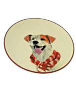 Terrier Dog Puppy Bistro Plate Scarf Sleigh Bells Realistic 7&quot; Tan White... - $21.73