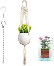 Macrame Plant Hanger with Self Watering Pot and Hook, 7 Inch Hanging Planter Ind - £13.99 GBP
