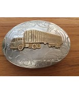 1940&#39;s - 1950&#39;s Nickel Silver Gold Tone Semi Wheeler Truck Belt Buckle - $24.73