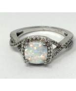Clear CZ White Lab Opal Infinity Halo Ring  Silver Band Size 6 - $349.61 MXN