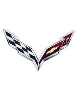 C7 Corvette Crossed Flag Wall Emblem Large Metal Art 14 thru 19 Full 24&quot;... - $74.95