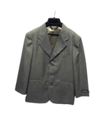 Vintage 90s VanHeusen Boys Pinstripe Blazer Gray Tan Size 10 Retro Jacket - $19.79