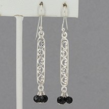 HTF Retired Silpada Sterling Filigree Scroll Bar Onyx Bead Dangle Earrings W1125 - £31.96 GBP