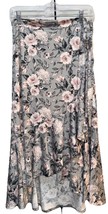 NEW LuLaRoe Large Gray With Dainty Pink Floral Slinky Bella Wrap Skirt - $37.61