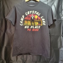 Friday the 13th Mens Black T Shirt Camp Crystal Lake No place to Hide Medium F54 - £6.37 GBP