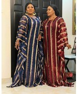 African Women Two-piece Robe Dress Beaded Mesh Embroidery with Spandex V... - £47.12 GBP
