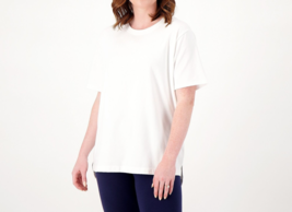 Cuddl Duds CottonWear+ Oversized Tunic Tee White, Medium - £21.48 GBP