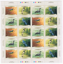 Stamps Canada Historic Birds Warbler Osprey Blue Jay Loon Miniature Shee... - $14.84