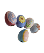 Easter Eggs Vintage Ceramic Glazed raised Floral- Lot of 5 Display - £11.76 GBP