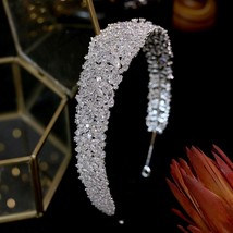 Gorgeous Silver CZ Bridal Tiara Crown Retro Bridal Headband Crystal Women Hair O - £118.12 GBP