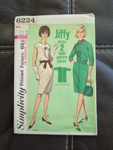 Vtg Simplicity 6224 Sewing Pattern Misses Jiffy Dress 2 Pieces Easy Size 16 UC - £11.35 GBP