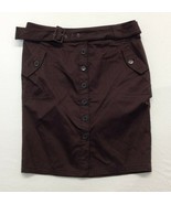 Dalia Collection Women&#39;s Size 12 Brown Button Up Belted Pencil Skirt NEW - $7.92