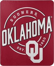 NCAA Oklahoma Sooners  Rolled Fleece Blanket 50&quot; by 60&quot; Style called Campaign - £21.95 GBP