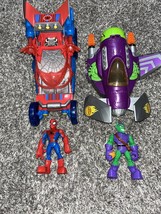 2012 Marvel Hasbro Spiderman And Green Goblin Action Figures And Hovercr... - £44.26 GBP