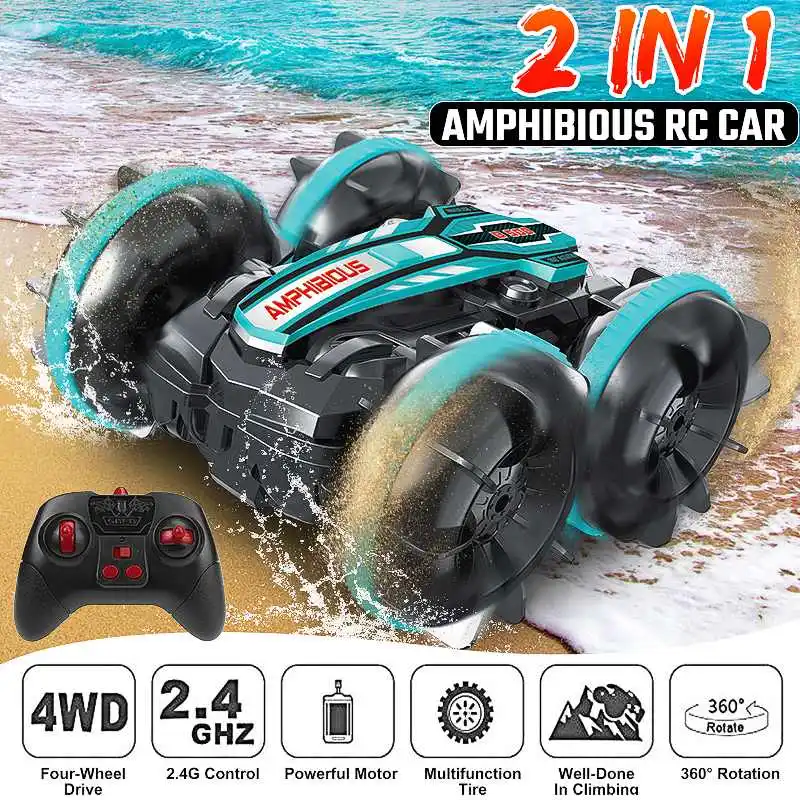2 4 ghz 4wd rc car amphibious waterproof remote control car 360 spins rc car remote thumb200