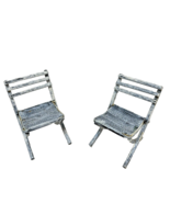 Vintage Metal Dollhouse Furniture Chairs Brush Painted White 3&quot; Lot of 2 - £10.44 GBP