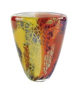 8&quot; Orange Red and Yellow Murano Glass Abstract Oval Table Vase - €128,78 EUR
