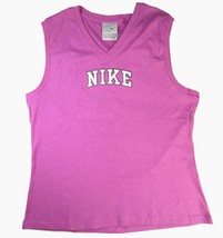 New Nike Pink Sleeveless Tank Top Shirt Glitter Logo Women&#39;s Large 100% ... - $19.75