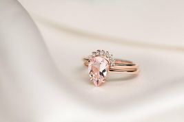 1.50Ct Pear Cut Morganite Bridal Wedding Engagement Ring 14K Rose Gold Finish - £74.68 GBP