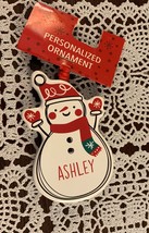 Ganz Personalized Christmas Ornament ASHLEY 3 In Cute Ceramic Snowman Brand New - £9.48 GBP