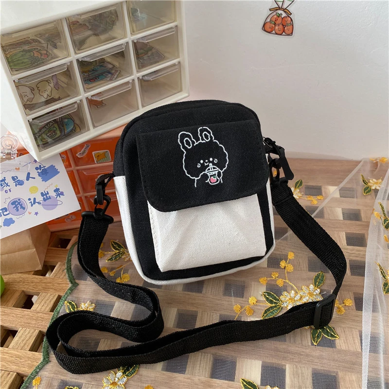 Cartoon Rabbit Printed Canvas Women‘s Phone Bag Shoulder Messenger Bag F... - $14.77