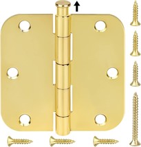 Ticonn 48-Pack 3.5 Inch Door Hinges, 5/8&quot; Radius Corner, Polished Brass,... - $71.97