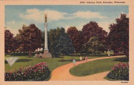 Library Park Kenosha Wisconsin WI Postcard C11 - £2.36 GBP