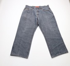 Vtg Rocawear Men 40x29 Distressed Spell Out Baggy Loose Fit Wide Leg Denim Jeans - £54.76 GBP