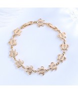 18k Layered Real Gold Filled Turtles Bracelet Colors stones 8 Inches - $20.51 CAD