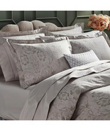 Sferra Melzi Taupe Queen Duvet Floral Motif Cotton Sateen Jacquard Italy... - $4,041.68 MXN