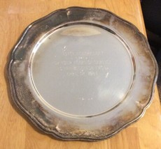 Large Silverplate Tray W/ Inscription - £7.40 GBP