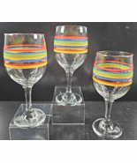 3 Royal Norfolk Mambo Goblet Set Libbey Fiesta Rainbow Stripe Drink Stemware Lot - $31.65