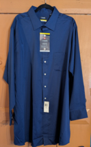 New Chaps Mens Sz 19 35/36 Dress Shirt Blue Big &amp; Tall Stretch Elite Performance - £15.29 GBP