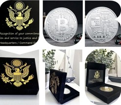 Silver Bitcoin Coins Commemorative Collectors Silver Plate Coin USA - £19.26 GBP
