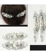 Hair Barrette Vintage 80s Rhinestones + Pearls Silver Hair Clip 3.6&quot; L x... - $346.87 MXN