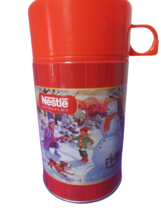 Nestles Hot Cocoa Mix Thermos With Lid Red Winter Scene 6.5&quot;T - £7.00 GBP