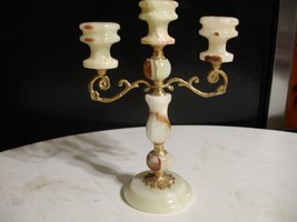 Vintage Candelabra marble base 3 arm Candle Holder Marble Base Ornate - $51.43