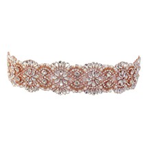 Rhinestone Belt Bridal For Women Rose Gold Wedding Belts Crystal Applique Beaded - £26.95 GBP