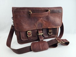Genuine Distressed Leather Briefcase Laptop Bag Messenger Shoulder Bag 1... - $47.51