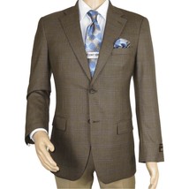 Mens sport Coat APOLLO KING Window Pane 100% Wool super 150&#39;s C14 Brown ... - $99.99