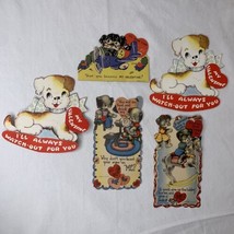 Vtg 1940s Valentine Cards Lot (5) WWII Era Dogs Puppies Mans Best Friend Die Cut - £28.73 GBP