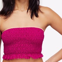 FREE PEOPLE Womens Top Callie Smocked Slim Fuschia Purple Size XS OB789597 - £28.65 GBP