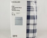 Ikea Spikvallmo King Duvet Cover w/2 Pillowcases Bed Set White Blue Chec... - $41.38
